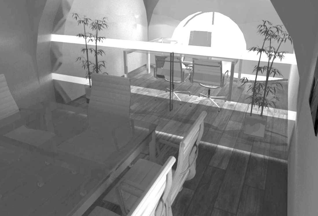 Asti. Proposta di studio di interni. Progetto architettonico dei nuovi uffici per l'impresa edile La Fenice, sala riunioni e direzione
