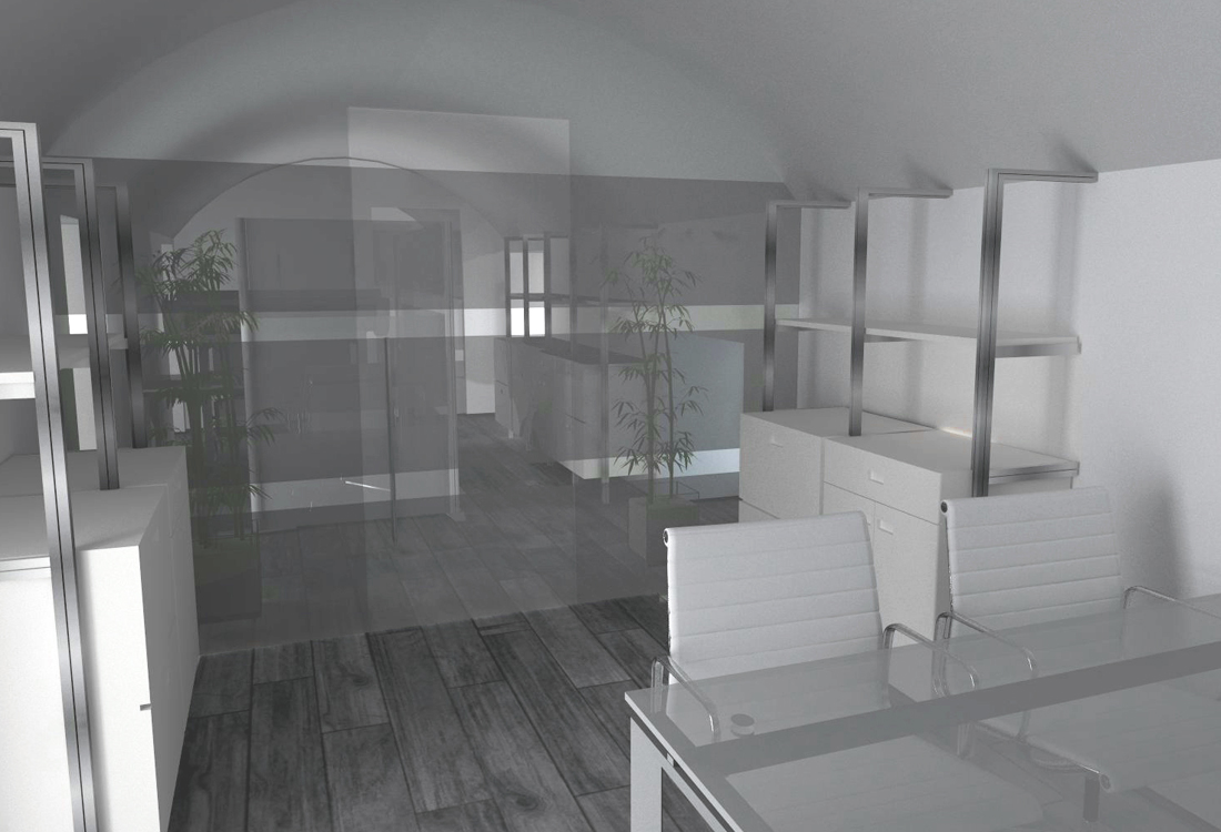 Asti. Proposta di studio di interni. Progetto architettonico dei nuovi uffici per l'impresa edile La Fenice, ufficio acquisti